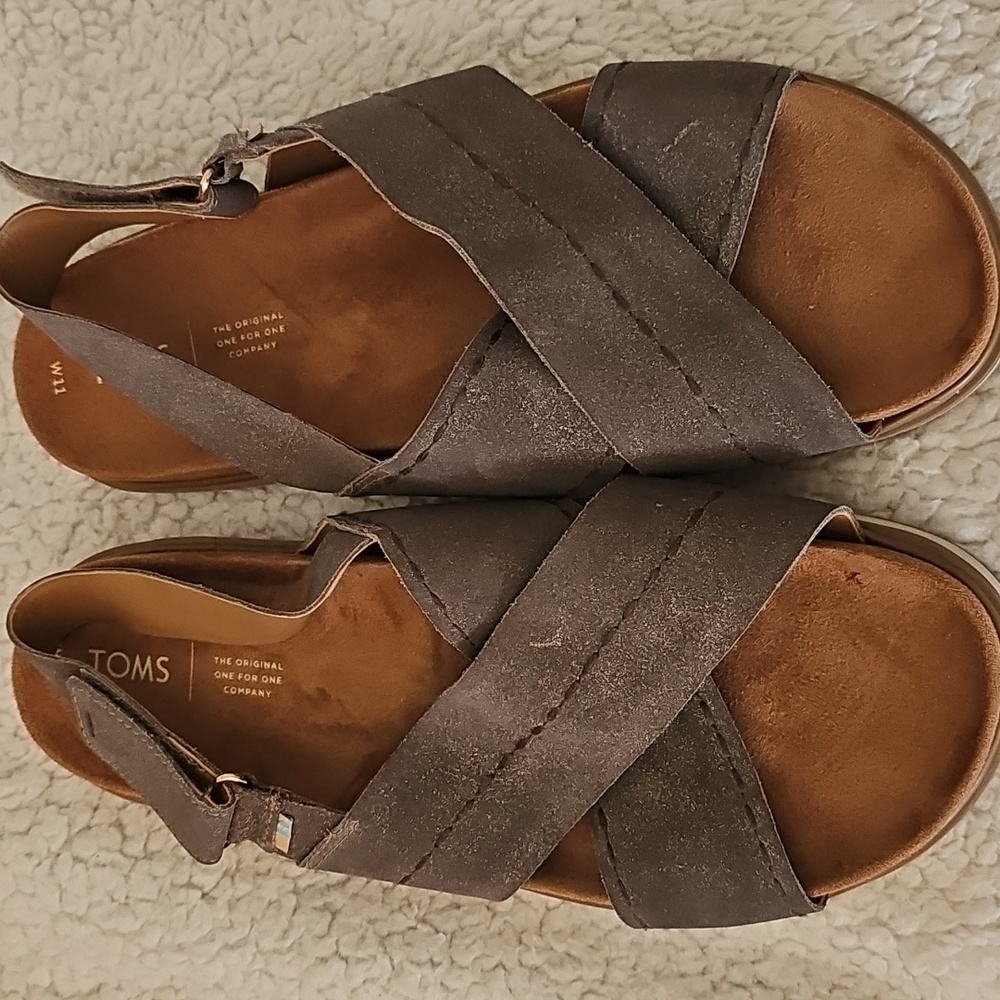 TOMS Marisa Dusty Gold Star Suede Slingback Sandals, Women's Size 11